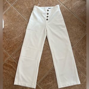 Lucy Paris White Wide Leg High Waisted Trousers